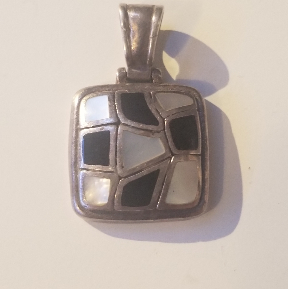 FWP Metal Silver Square Necklace Charm